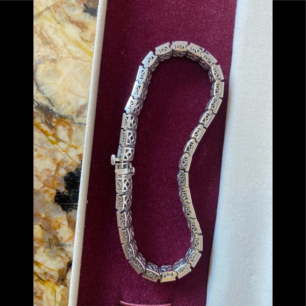 ZALES 14K white GOLD antique Tennis bracelet with 2 carat π₯ diamonds - Picture 3 of 11
